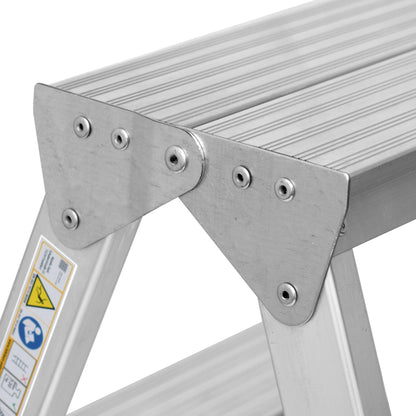 FORYOURPROTECTION Trittleiter 3 Stufen, Alu-Klapptritt, 150 kg