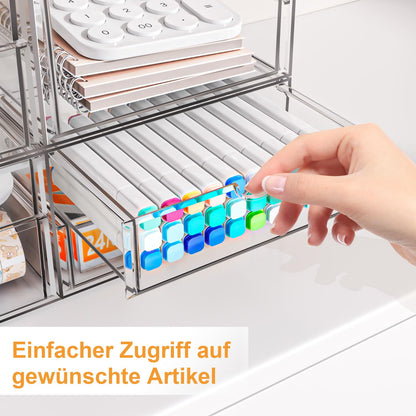 StowBin Schubladen-Organizer 4er-Set, 16 Schubladen, transparent