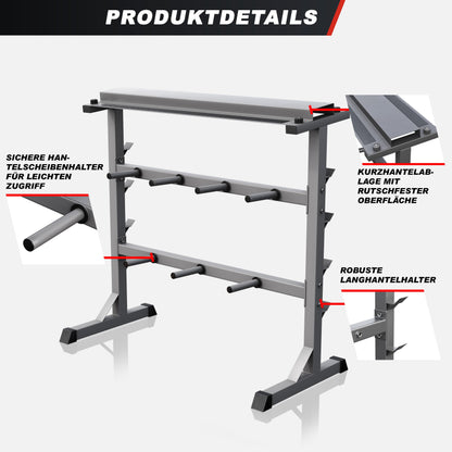 GORILLA SPORTS® Hantelablage Hantelscheibenständer - 3 Ebenen