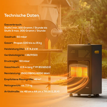 Tronitechnik® Gasheizgerät 4200W mobil für Gasflaschen