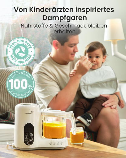 GROWNSY Babynahrungszubereiter 3-in-1 Dampfgarer Mixer