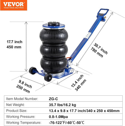 VEVOR pneumatischer Sack Air Jack Wagenheber 3t blau