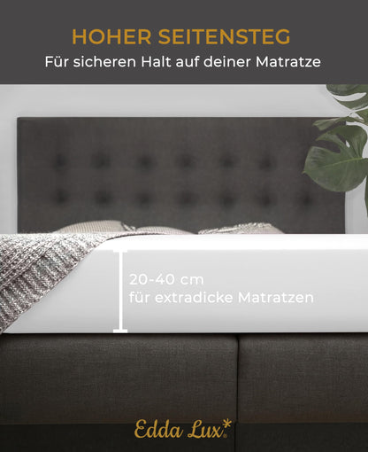 EDDA LUX Premium Spannbettlaken Boxspringbett 180-200x200-220 cm weiss