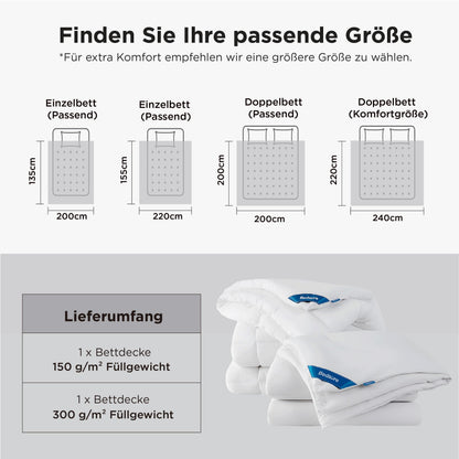 BEDSURE Bettdecke 135x200 cm 4 Jahreszeiten 2-teilig 450 GSM