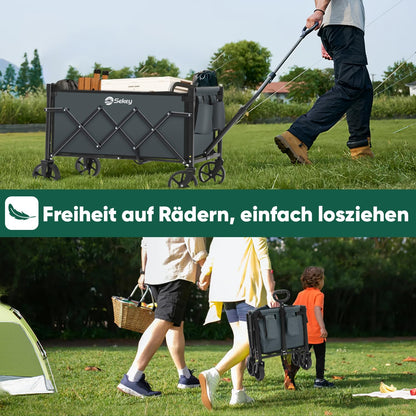 Sekey Bollerwagen faltbar Mini 4029, Handwagen 80 kg, dunkelgrau