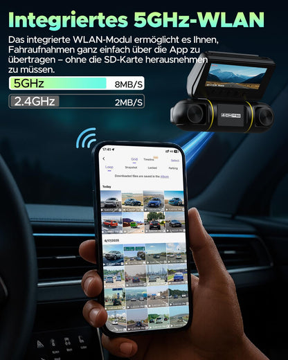 LAMTTO Dashcam 4-Kanal Auto Kamera Vorne Hinten Innen WiFi
