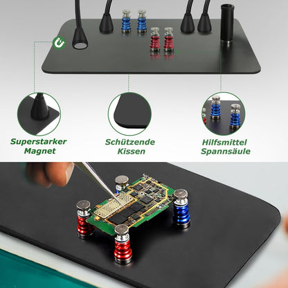 Dritte Hand Löthilfe – Lupe, Licht, 4 flexible Arme & PCB-Halterung