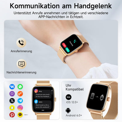 AEAC Smartwatch Damen mit Telefonfunktion, IP68, 110+ Sportmodi