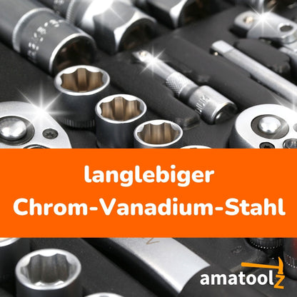 AmatoolZ Ratschenkoffer 171-teilig mit Steckschlüsseln und Bits