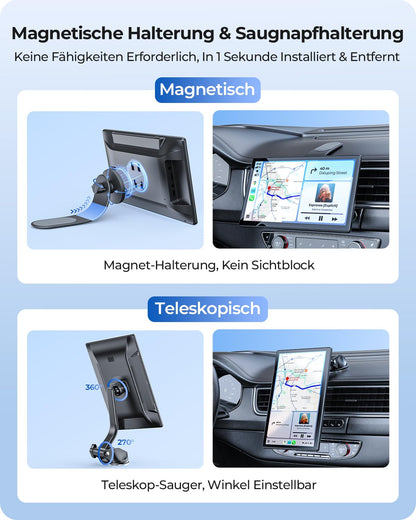 Krunia 9 Zoll Drahtloses CarPlay & Android Auto Display - tragbar