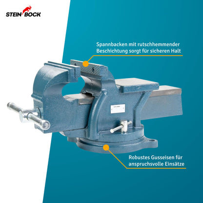 Steinbock Schraubstock drehbar, 125 mm, Gusseisen, mit Ambossfläche