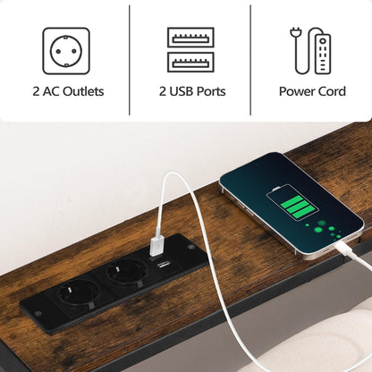 MAHANCRIS Konsolentisch mit Ladestation Vintagebraun/Schwarz