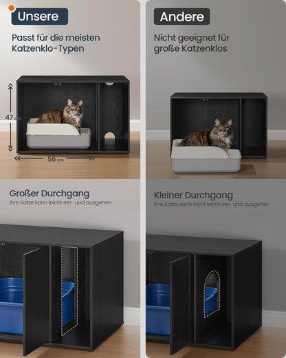 SONGMICS HOME Katzenklo-Schrank für grosse Katzen – Schwarz PCL013B03