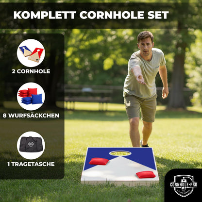Original Cup Cornhole Set aus Holz – 2 Boards 90 x 60 cm + 8 Säckchen