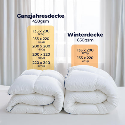 Dreamzie Daunendecke 155x220 cm – Ganzjahresdecke mit Daunen & Federn