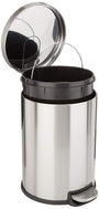 Amazon Basics Mülleimer mit Tretpedal, 20 l, Edelstahl gebürstet, runde Form mit Deckel