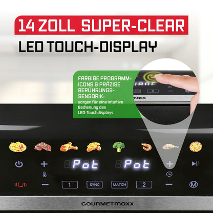 GOURMETmaxx AirGenius Heissluftfritteuse - 9L 2 Kammern für 8 Personen