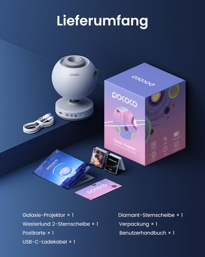 POCOCO Sternenhimmel Projektor – LED Galaxy Nachtlicht mit Timer