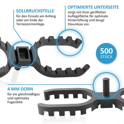 My Plast I Terrassen-Abstandhalter 4mm - offen geriffelt 900 St.