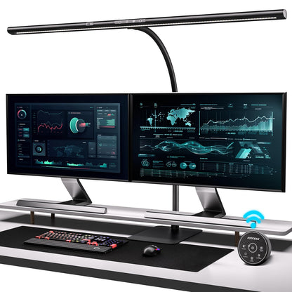 EYOCEAN LED Monitorlampe 80cm - Gestensteuerung, mit Sockel. Schwarze 80cm LED-Leiste für blendfreies Arbeiten am Monitor.