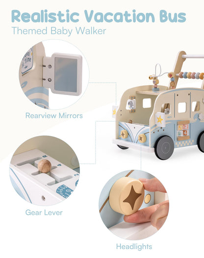 ROBUD Lauflernwagen Holz - Multifunktional mit Bauklötzen