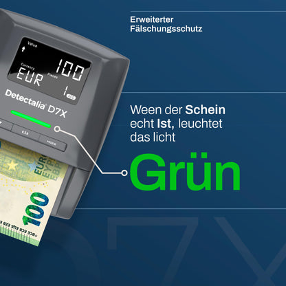 Detectalia D7X Falschgeldprüfer Zählmaschine – für Euro, CHF, GBP