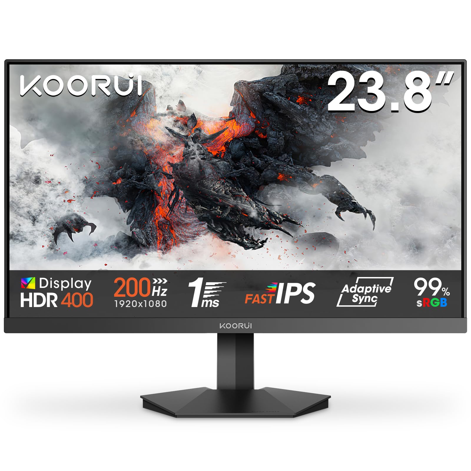 KOORUI G2411P Gaming Monitor 24 Zoll FHD 200Hz IPS 1ms. Ein 24-Zoll-Monitor für flüssiges Gaming.