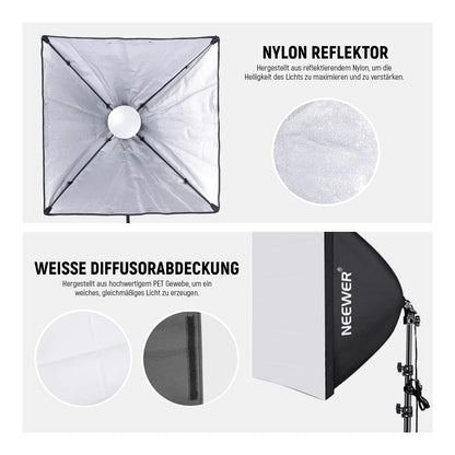 NEEWER Softbox Beleuchtung Set Fotostudio Licht – 2er-Set 700W 5500K