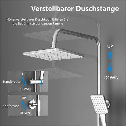 YOOZENA Duschsystem Komplettset mit Thermostat – Regendusche