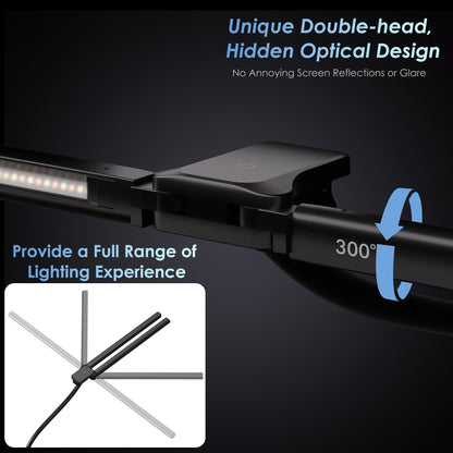 EYOCEAN Doppelkopf Schreibtischlampe Klemmbar – Dimmbar, Fernbedienung