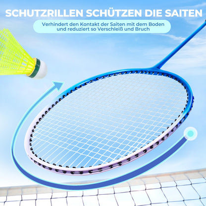HIRALIY Badmintonschläger Set HR-BRS-4, 4 Schläger & 12 Federbälle