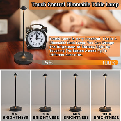 Leomix LED Tischleuchte kabellos, Akku 4000 mAh, Touch dimmbar, IP54