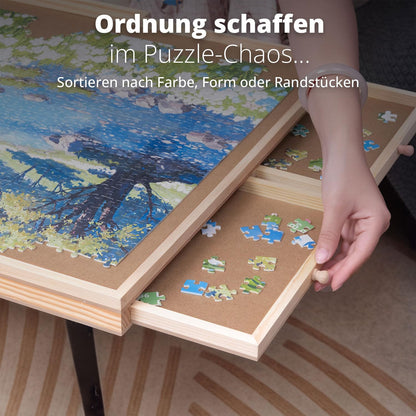 FLINQ Puzzleboard drehbar mit 6 Schubladen, Puzzletisch für 1000 Teile