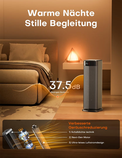 QEXREED Heizlüfter DH-QN26A, 2000W PTC, 90°-Oszillation, Fernbedienung