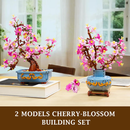 HOGOKIDS Kirschblüten-Bonsai Bauset, 2-in-1 Bausteine, 775 Teile