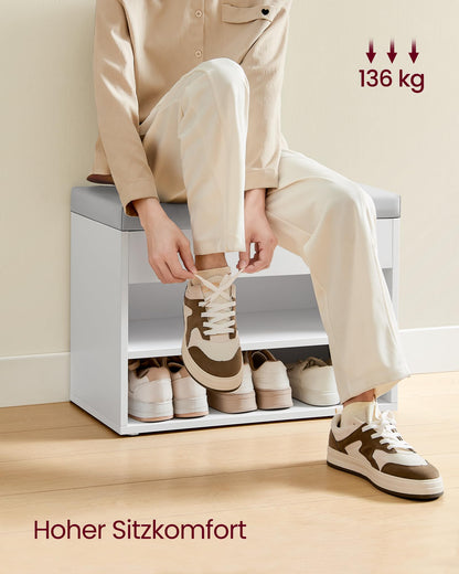 VASAGLE Schuhbank LHS020W01, Sitzbank mit Stauraum, wolkenweiss