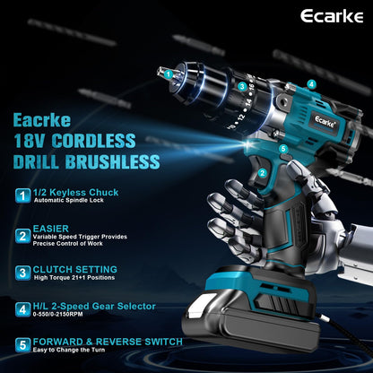 Ecarke Akku Schlagbohrschrauber für Makita 18V - Ohne Akku