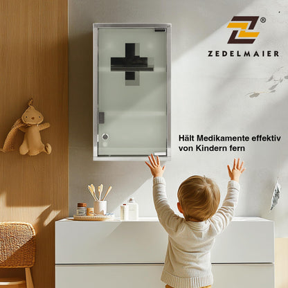 Zedelmaier Medizinschrank Edelstahl hängend, abschliessbar, 3 Fächer