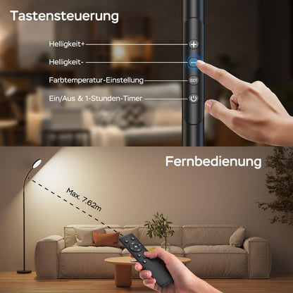 ANTENLICHT NOVA LED-Stehlampe dimmbar mit Fernbedienung, 18 W, schwarz