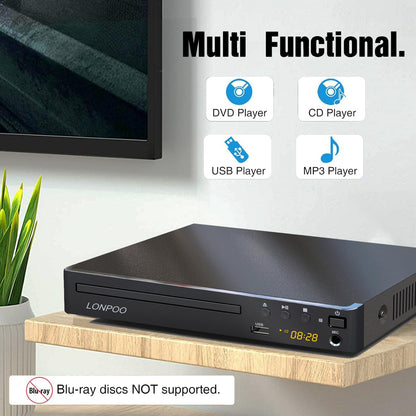LONPOO LP-099 DVD-Player mit HDMI, 1080p Upscaling & USB, Region Free