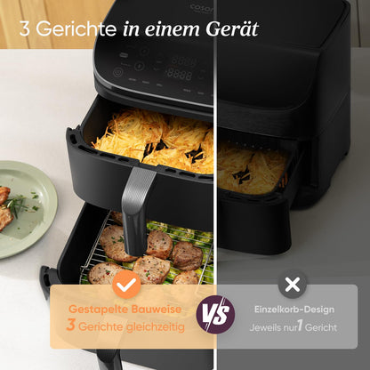 COSORI Turbo Tower Airfryer Heissluftfritteuse 10.8L 2 Kammern