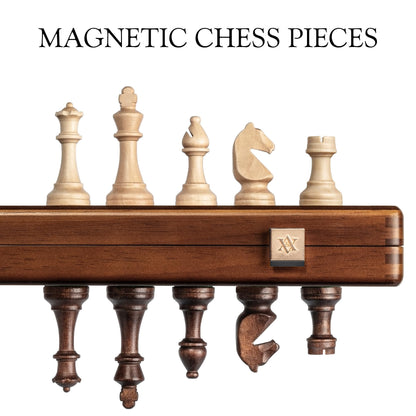 A&A Schachspiel aus Holz, magnetisch, klappbar, 38 cm Reiseset