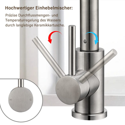 SwissHome Niederdruck Küchenarmatur - 2 Strahlarten, schwenkbar