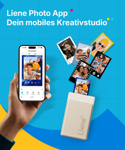 Liene Pearl N200 Pro Mini Fotodrucker mit 50 Fotos und 5 Farbbändern