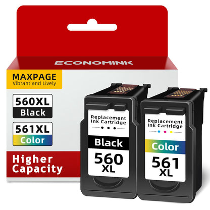 Economink 560 XL 561 XL Tintenpatronen Multipack für Canon Pixma, schwarze und farbige Patrone