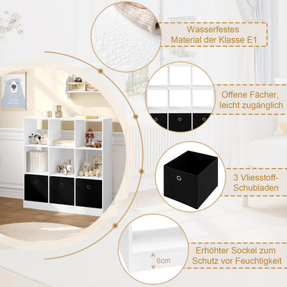 WOLTU Bücherregal SK041ws – 9 Fächer, 3 Schubladen Weiss