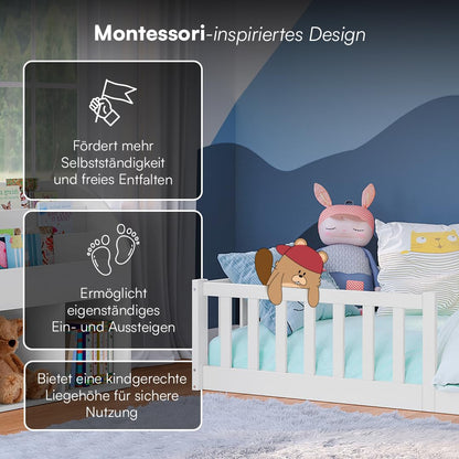Bellabino Vere Bodenbett Montessori 90x200 cm Weiss