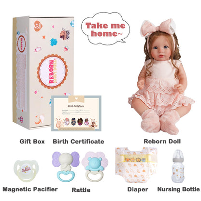 BABESIDE Reborn Puppe Mädchen 50cm - Langes Haar, Stoffkörper