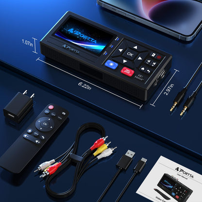 Portta Video Digitalisierer Recorder - VHS Kassetten, Remote