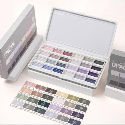 Fuumuui Aquarellfarben Set, 24 deckende Farben mit Mischpalette